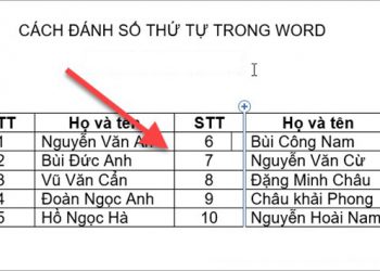 đánh số thứ tự trong word 11