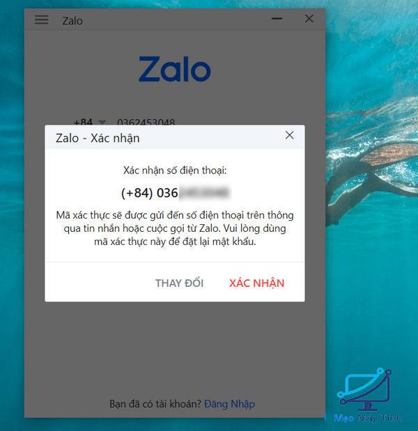 Cách đăng ký Zalo trên PC 3