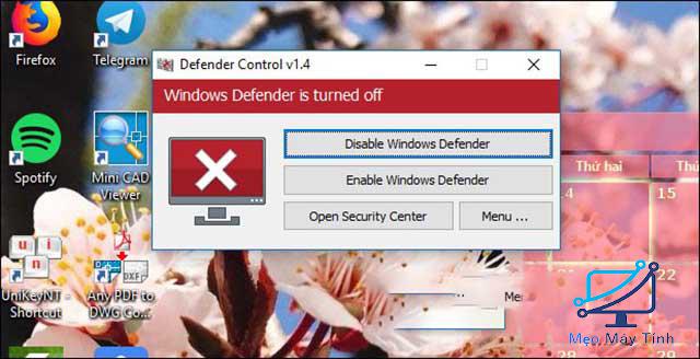 Cách bật tắt Windows Defender qua phần mềm 4