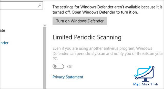 Cách bật tắt Windows Defender qua phần mềm 5