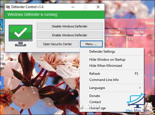 Cách bật tắt Windows Defender qua phần mềm 8