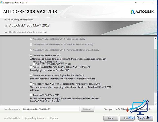 cài đặt phần mềm 3DS Max 2018 bước 4