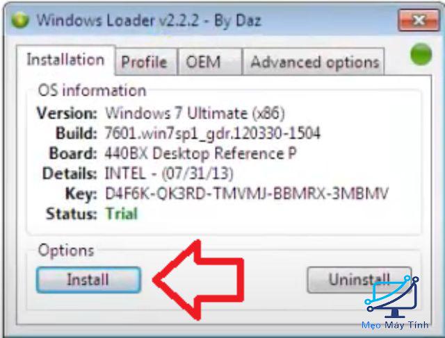 Activate Windows 7 với Windows Loader bước 2