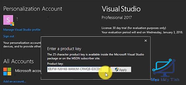 crack Visual Studio 2017 bước 5-1