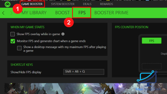 cách hiển thị FPS trong game bằng phần mềm Razer Cortex Game Booster 3