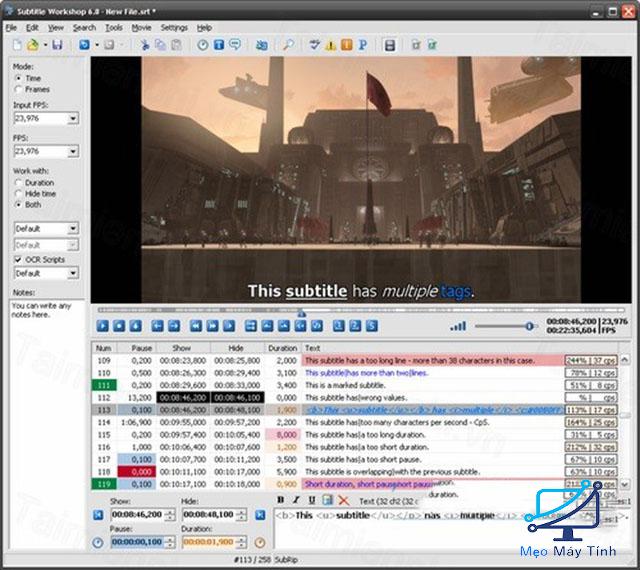 Phần mềm ghép Sub vào phim - Subtitle Workshop