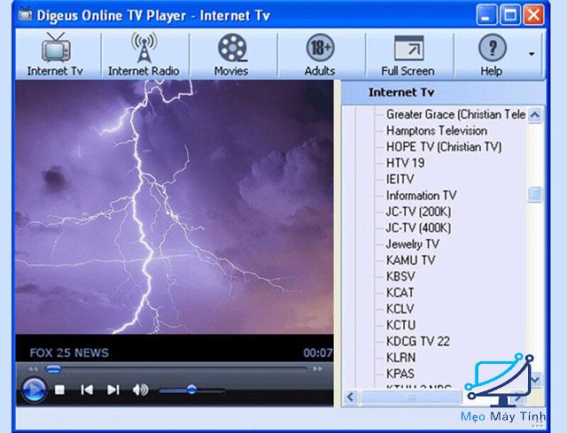 Phần mềm xem tivi trên máy tính Digeus Online TV Player